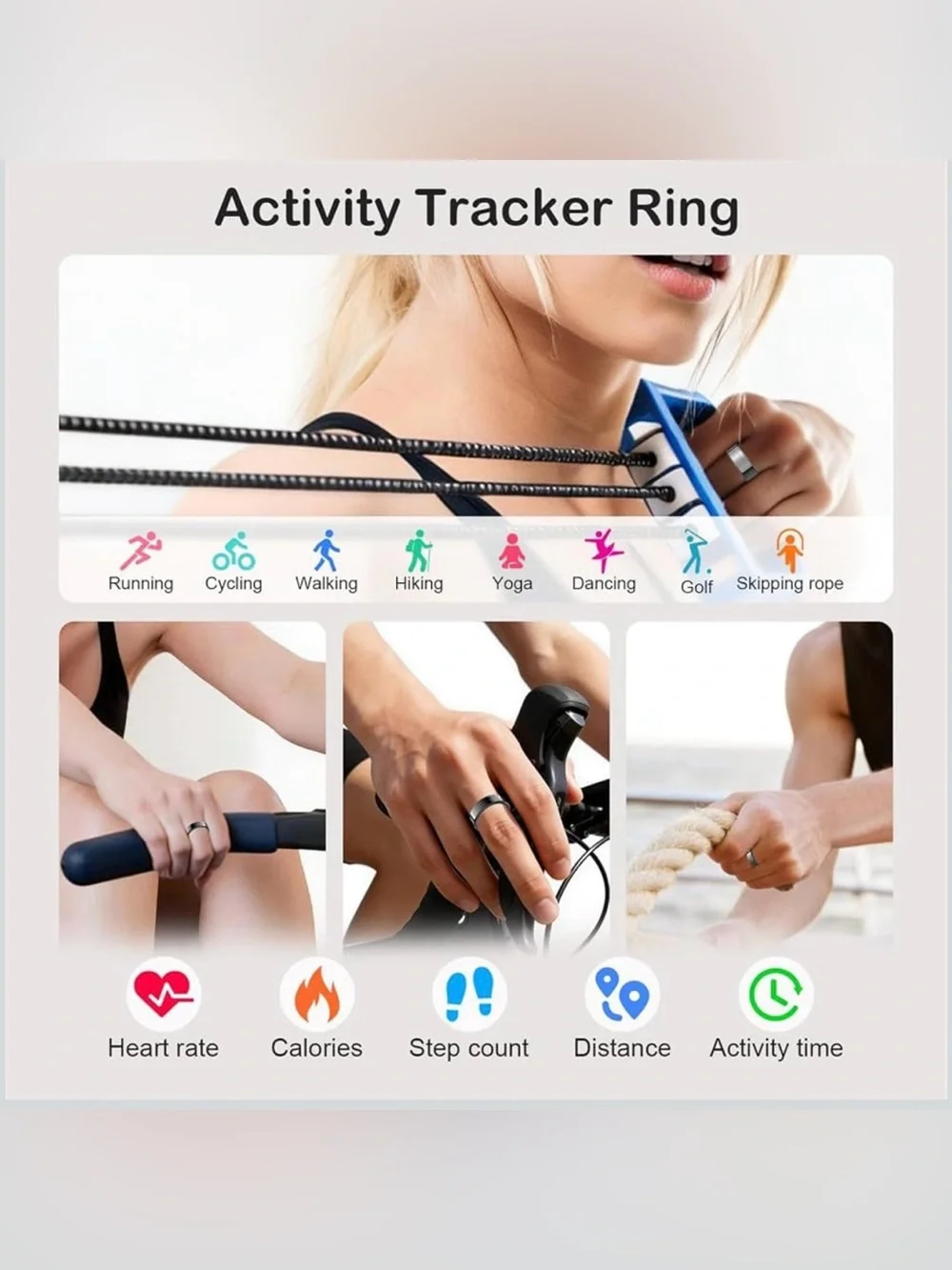 Unisex Fitness Smart Ring w/sleep Tracker NO Subscription Long Life Black Size10